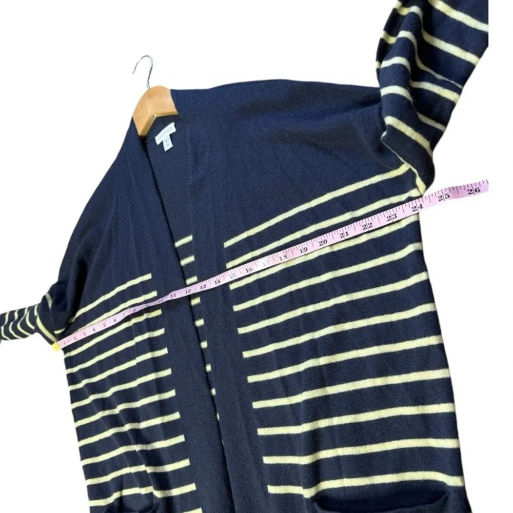 Garnet Hill Striped Long Oversized Cardigan size XS Wool Organic Cotton